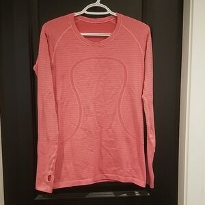 Pink Lululemon Swiftly Long Sleeve Athletic Top